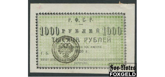 Сахалинская область Окружной Исполком Николаевского Округа 1000 рублей 1920  VF-aXF FN:Е361.3.1a 3000 РУБ