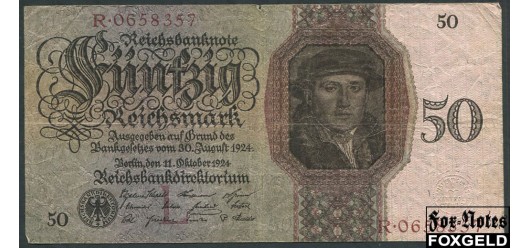 Германия / Reichsbank 50 Reichsmark 1924 10. Oktober 1924. F Ro:170а 1400 РУБ