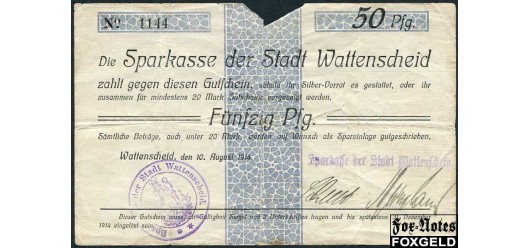 Wattenscheid / Westfalen 50 Pfennig 1914 10. August 1914. G B11 421.1.a 560 РУБ