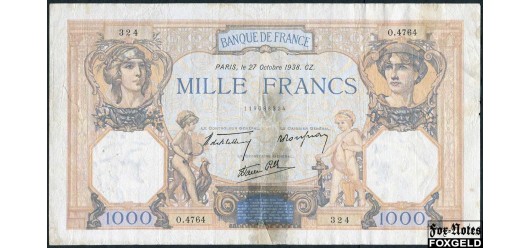Франция 1000 франков 1938 27 Octobre 1938 VG P:90c 1100 РУБ