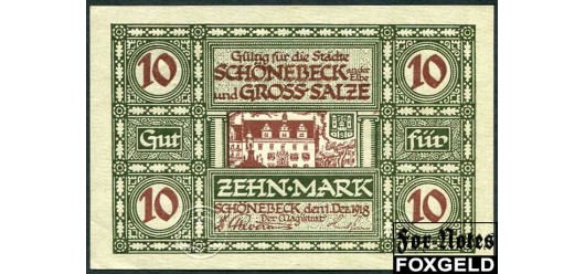 Schönebeck  / Sachsen, Provinz 10 Mark 1918 Gutschein. 1. Dezember 1918. aUNC В3 481.02 480 РУБ