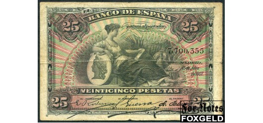 Испания / Banco de Espana 25 песет 1907 2й выпуск 1907 (15.7.1907) VG P:62a 9500 РУБ