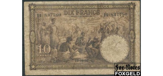 Бельгийское Конго 10 франков 1937 BANQUE DU CONGO BELGE 