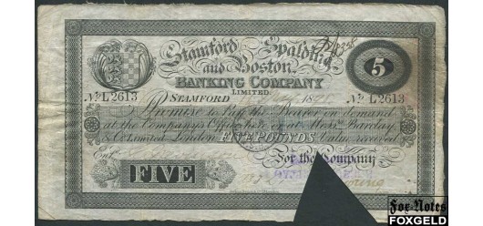 Великобритания 5 фунтов 1898 Stamford Spalding and Boston Banking Co F P:NL 8000 РУБ