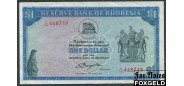 Родезия 1 доллар 1978 в/з портрет С.Родса VF P:30b 2000 РУБ