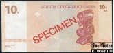 Демократическая Республика Конго 10 франков 2003 SPECIMEN ОБРАЗЕЦ UNC P:93S 1000 РУБ