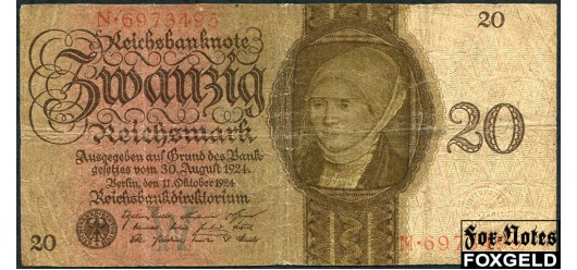 Германия / Reichsbank 20 Reichsmark 1924 10. Oktober 1924. aF Ro.169 20000 РУБ