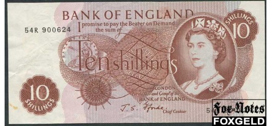 Великобритания  Bank of England 10 шиллингов ND(1967) Sign.J.S.Fforde BE38 aXF P:373c 800 РУБ