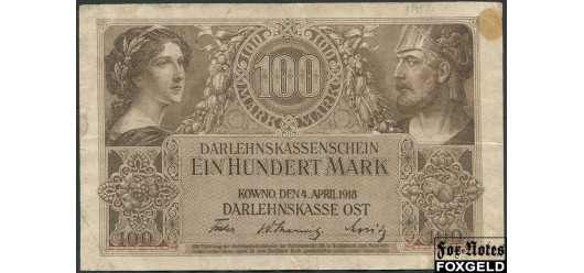 Darlehnskasse OST (Ковно) 100 марок 1918  F FN:E10.14.1 1700 РУБ