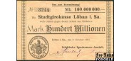 Lobau / Sachsen 100 Mio. Mark 1923 Lobau i. Sa. Stadtgirokasse VF B7 3303/ 1500 РУБ