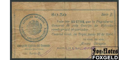 Мексика /революц. 50 сентаво 1914 Cuerpo de Ejercito del Noroeste, Tepic VG P:S916 3500 РУБ