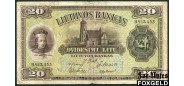 Литва Lietuvos Bankas 20 лит 1930  aF Е20.30.1 FN 6500 РУБ