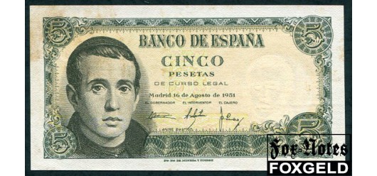 Испания Banco de Espana 5 песет 1951  VF P:140a 400 РУБ