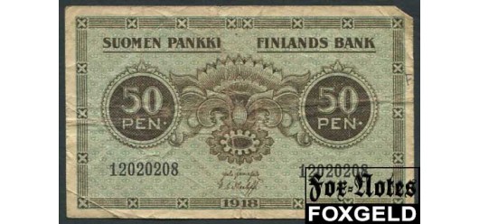 Финляндия 50 пенни 1918 Jarnefelt - Thesleff F P:34 200 РУБ
