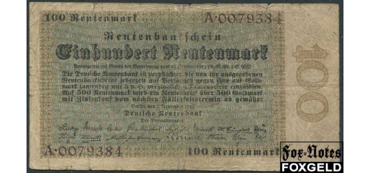 Германия / Deutschen Rentenbank 100 Rentenmark 1923  VG Ro:159 / Р:166 35000 РУБ