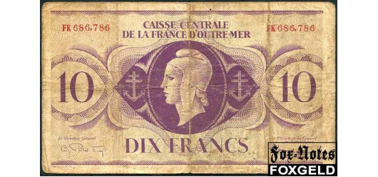 Французская Экваториальная Африка 10 франков 1944  VG P:16 3000 РУБ