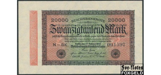 Германия / Reichsbank 20000 Mark 1923 20.2.1923 в/з Hakenshtern #6 XF Ro.84e 200 РУБ