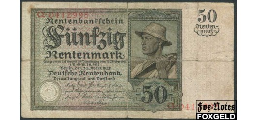 Германия / Deutschen Rentenbank 50 Rentenmark 1925  VG Ro:162 / DEU-207 38000 РУБ