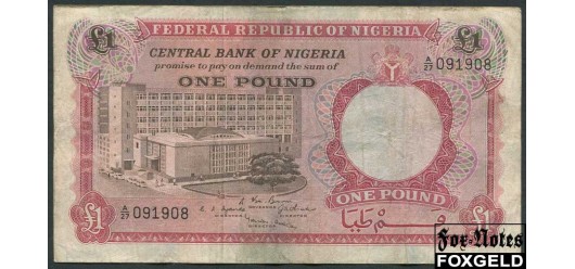 Нигерия / CENTRAL BANK OF NIGERIA 1 фунт ND(1967)  F P:8 100 РУБ