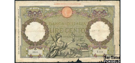 Италия / Banca d'Italia 100 лир 1938 29.01.1938.  Серии A301-V325 G P:55b / BI.395 900 РУБ