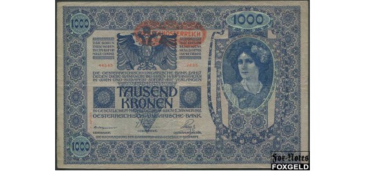 Австрия 1000 крон ND(1919) KK148a.  на РВ два женских портрета, Auflage II, штамп на гербе VF P:61 300 РУБ