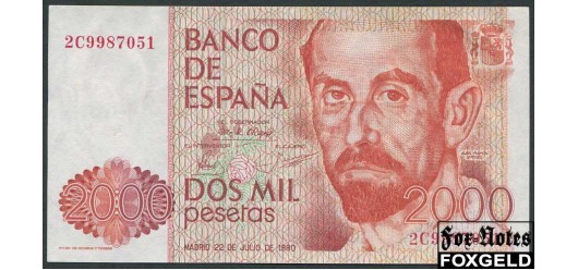 Испания Banco de Espana 2000  песет 1980 Cерия типа 1Х VF P:159 2300 РУБ