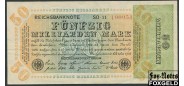 Германия / Reichsbank 50 Mrd. Mark 1923 Reichsbanknote. 10.10.23 В/з Hakenstern #6 / SO (G. Stalling, Oldenburg ???) aUNC Ro:117b 3500 РУБ