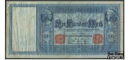 Германия / Reichsbank 100 марок 1910 Две красные печати. Бумага синеватая F Ro:43b 150 РУБ