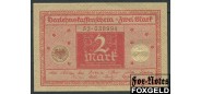 Германия / Reichsschuldenverwaltung 2 марки 1920 Красная, печать коричневая. aUNC Ro:65b 250 РУБ