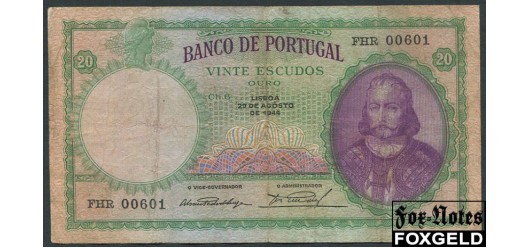 Португалия BANCO DE PORTUGAL 20 эскудо 1944 O VICE-GOVERNADOR. Chapa 6. F P:153a 4000 РУБ