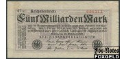 Германия / Reichsbank 5 Mrd. Mark 1923 20.10.1923  #6 c FZ красн VF Ro.120b / Р:123 800 РУБ