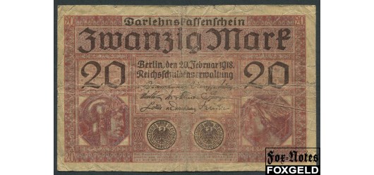 Германия / Reichsschuldenverwaltung 20 марок 1918  VG Ro:55 40 РУБ