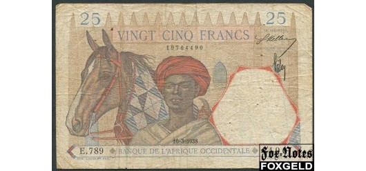 Французская Западная Африка 25 франков 1938 10-3-1938.. F P:22 1300 РУБ