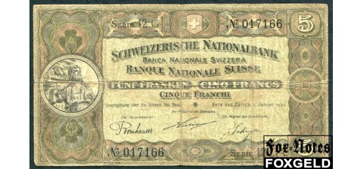 Швейцария 5 франков 1921  aF P:11e 2200 РУБ
