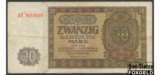ГДР / Deutschen Noten Bank 20 марок 1948 #7 XX F+ Ro:344d 200 РУБ
