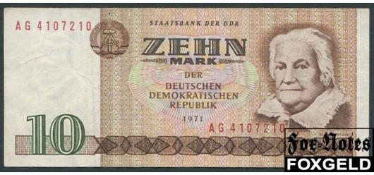 ГДР / Staats Bank der DDR 10 марок 1971 #7  (# Тип Computersatz) VF Ro:359c 450 РУБ