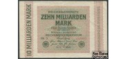 Германия / Reichsbank 10 Mrd. Mark 1923 1. Oktober 1923.  В/з Ringe F++ Ro:114c 600 РУБ