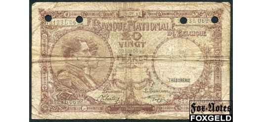 Бельгия  Banque Nationale de Belgique 20 франков 1941  G P:111 220 РУБ