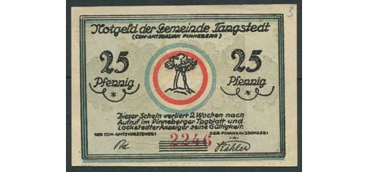 Tangstedt / SH 25 Pfennig ND(1921)  XF В2 1309.1a 150 РУБ
