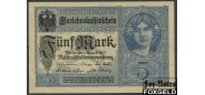 Германия / Reichsschuldenverwaltung 5 Mark 1917  X.#8. Рис. серо-голубой.  аUNC Ro:54d N.10914900