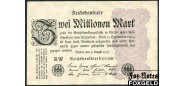 Германия / Reichsbank 2 Mio. Mark 1923 9. August 1923. Hakenstern. Тип. RW (Carl Ritter GmbH, Wiesbaden) XF Ro:103a 150 РУБ