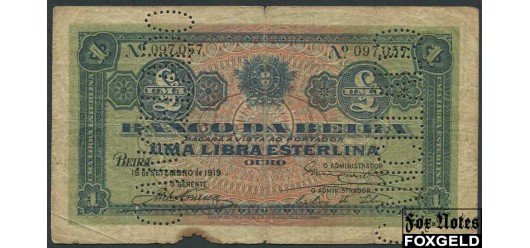 Мозамбик 1 либра 1919 Banco da Beira VG P:R6c 800 РУБ