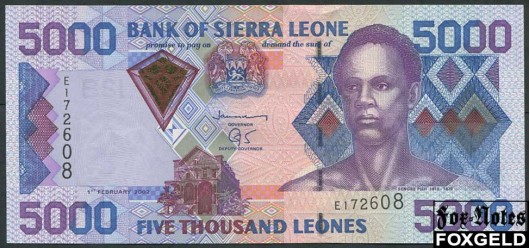 Сьера Леоне 5000 леоне 2003  UNC P:28 1500 РУБ