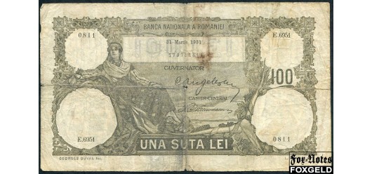 Румыния 100 лей 1931 31 Martie 1931 VG P:33 7500 РУБ