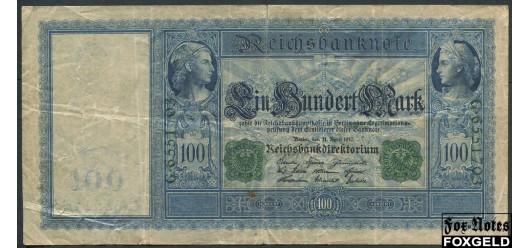 Германия / Reichsbank 100 марок 1910 Две зеленые печати. Бумага синеватая. VG Ro:44 150 РУБ