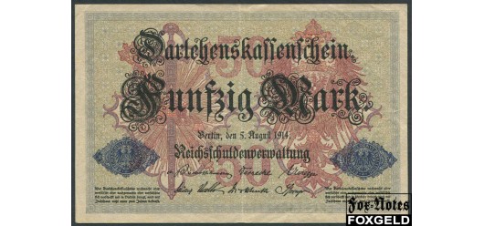 Германия / Reichsschuldenverwaltung 50 марок 1914 #7 VF Ro:50b 150 РУБ