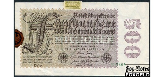 Германия / Reichsbank 500 Mio. Mark 1923 1. September 1923.  в/з Hakensterne #6 DV (Deutsche Verlagsanstalt, Stuttgart) VF Ro:109d 200 РУБ