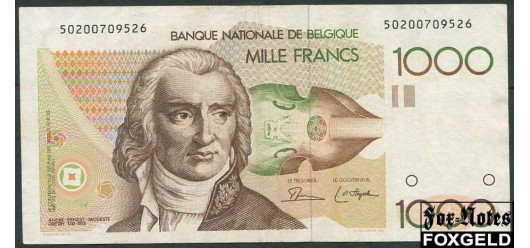 Бельгия 1000 франков ND(1982) подпс.  на АВ и РВ VF P:144 5000 РУБ