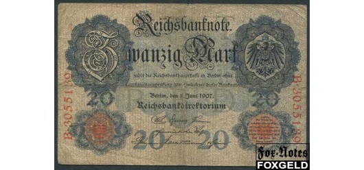 Германия / Reichsbank 20 марок 1907 Reichsbanknote. VG Ro.28 100 РУБ
