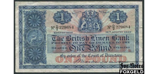 Шотландия / British Linen Bank 1 фунт 1947  aVF Р:157d 3300 РУБ